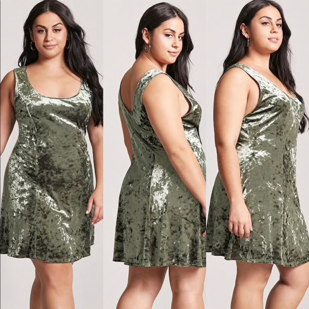 Forever 21 Olive Velvet Mini Dress - Picture 2 of 4